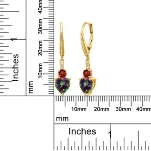 18K Yellow Gold with 3.77 Cttw Green Mystic Topaz and Garnet Leverback Earrings